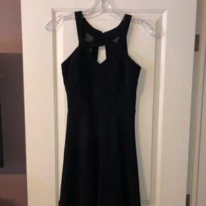 Little Black Dress with Straps on Chest